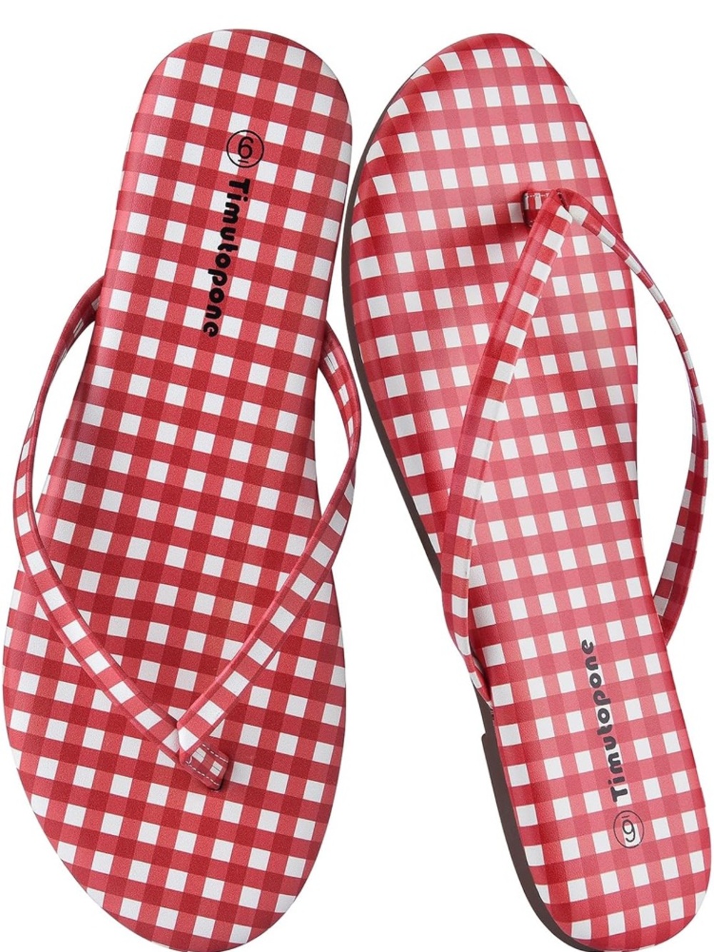 Source Unknown Red & White Gingham Flip Flops